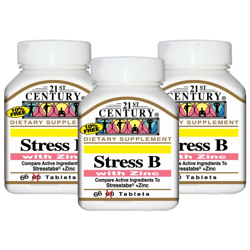 21st Century - Stress B With Zinc 66 Tablets Pack of 3