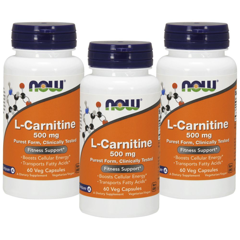 Now Sports, L-Carnitine 500mg 60 Veg Capsules Pack of 3