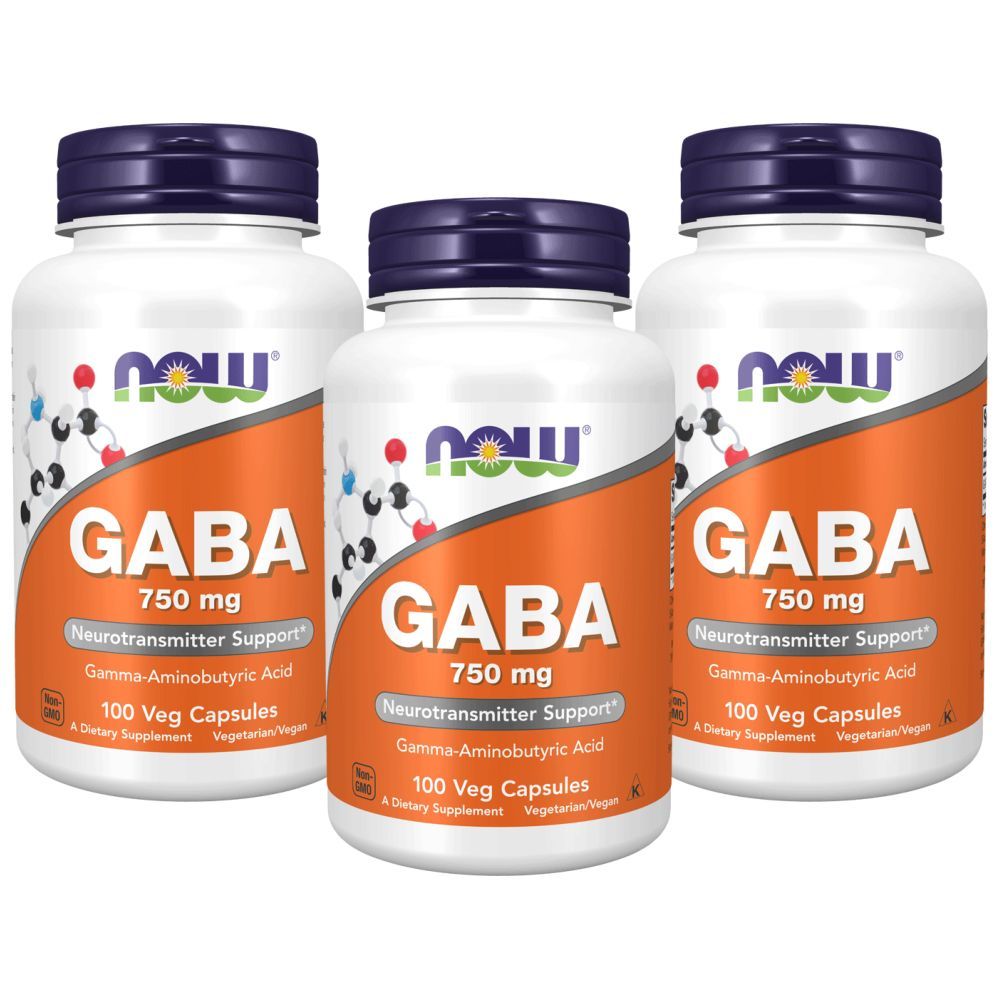 Now Foods Gaba 750mg 100 Veg Capsules Pack of 3