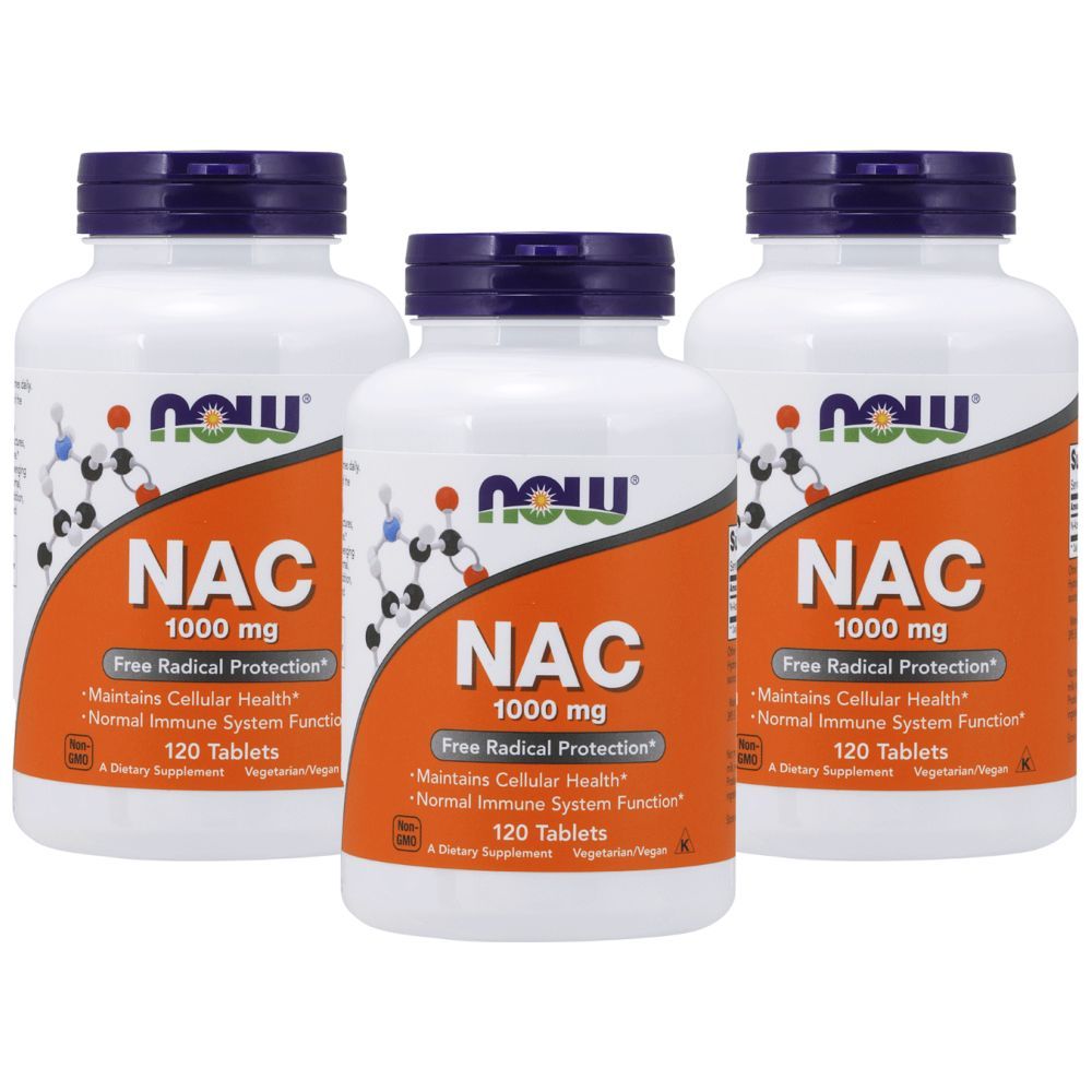 Now Foods NAC 1000mg 120 Tablets Pack of 3