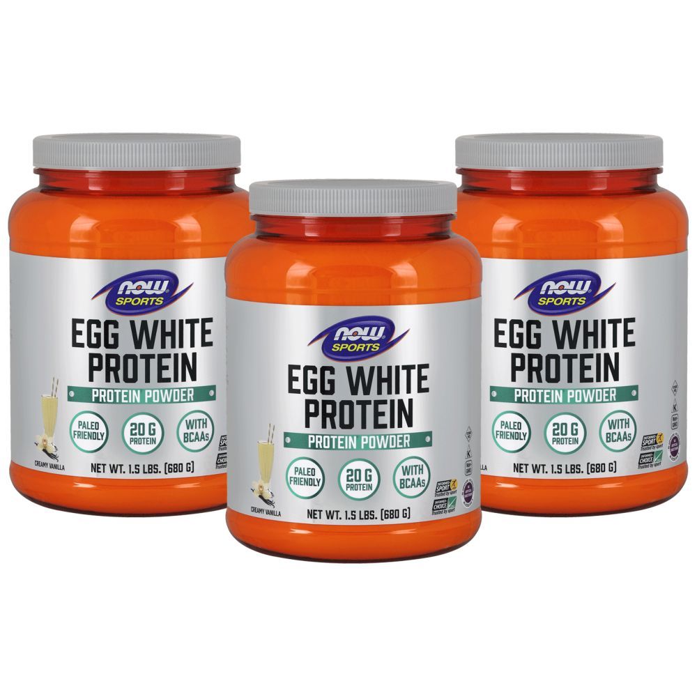 Now Sports Egg White Protein Creamy Vanilla 1.5 Lbs 3pcs