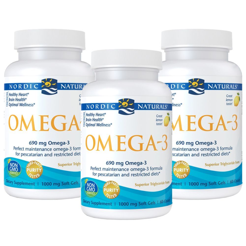 Nordic Naturals Omega-3 in Fish Gelatin Softgels 60 Softgels 3pcs