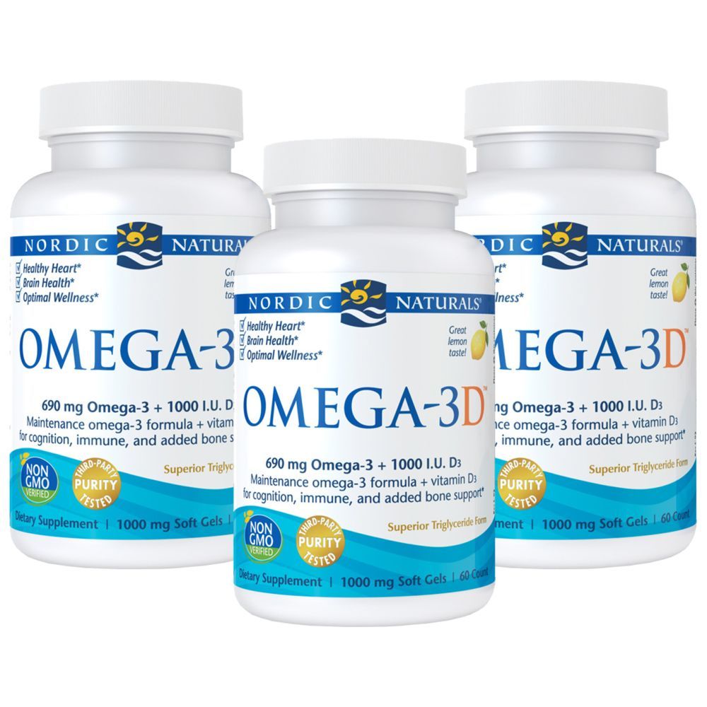 Nordic Naturals - Omega-3D, 60 Softgels Pack of 3