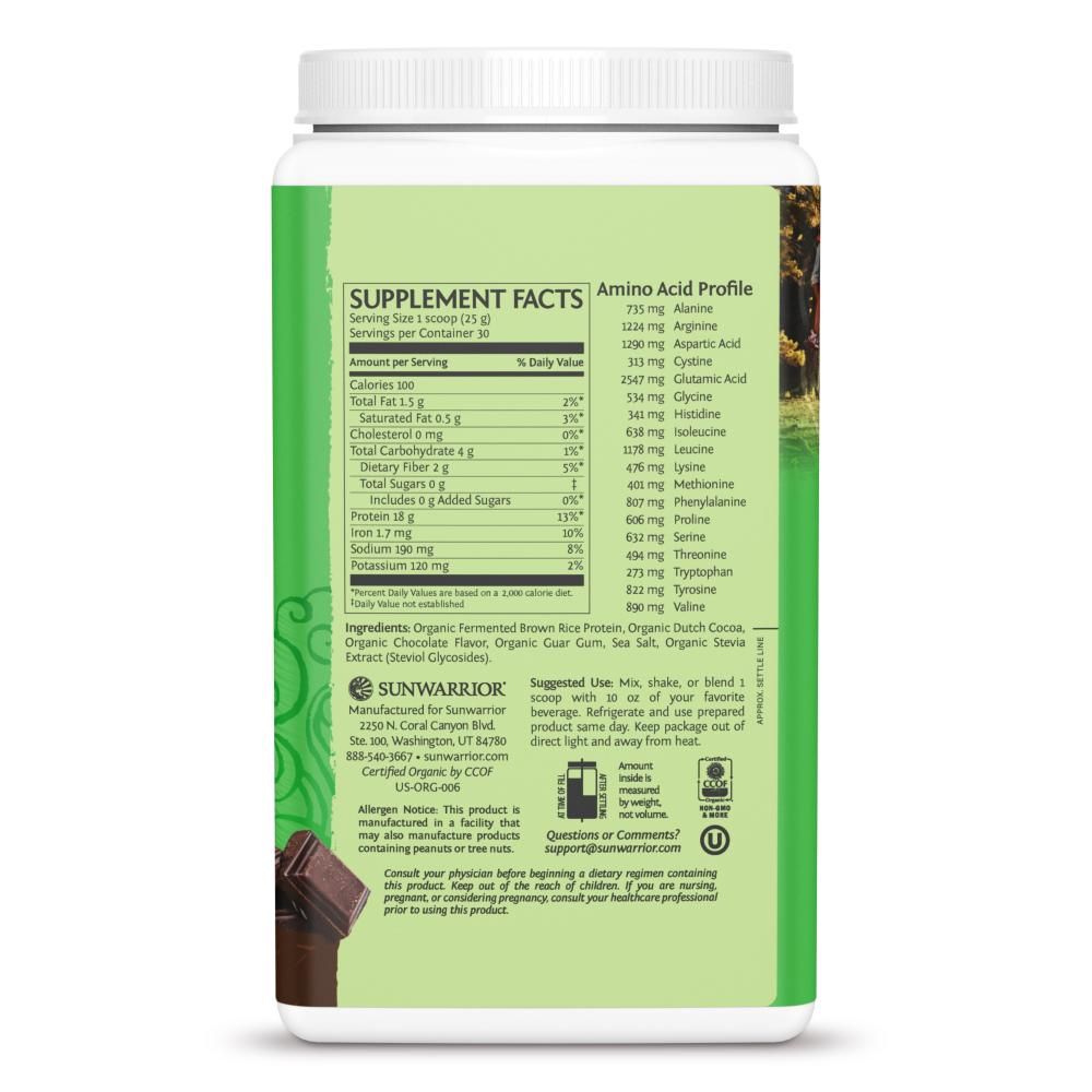 Sunwarrior - Classic Clean & Simple Organic Protein Powder - Chocolate - 750G