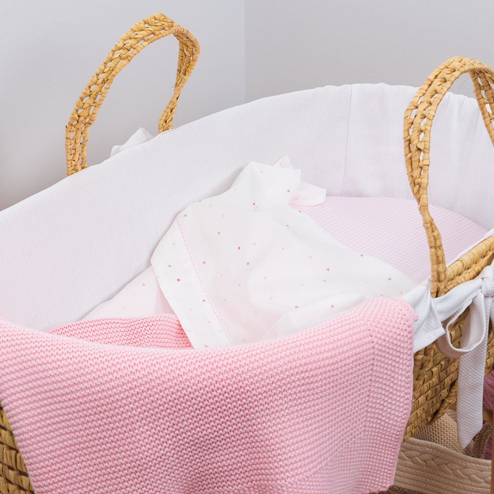 Bumble & Bird - Lullaby Starlight Baby Bedding Set For Moses Basket - 3pcs - Pink (Exclusive)