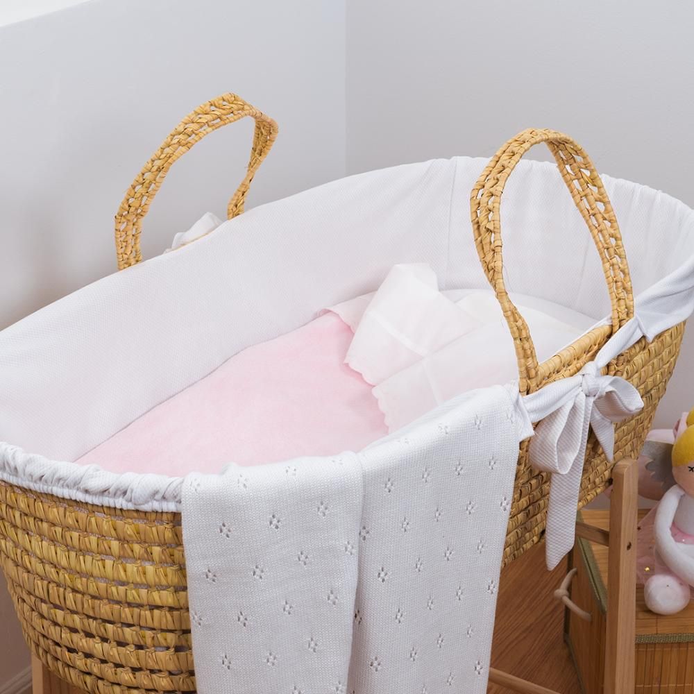 Bumble & Bird - Plumeti Baby Bedding Set For Moses Basket - 3pcs - Pink (Exclusive)