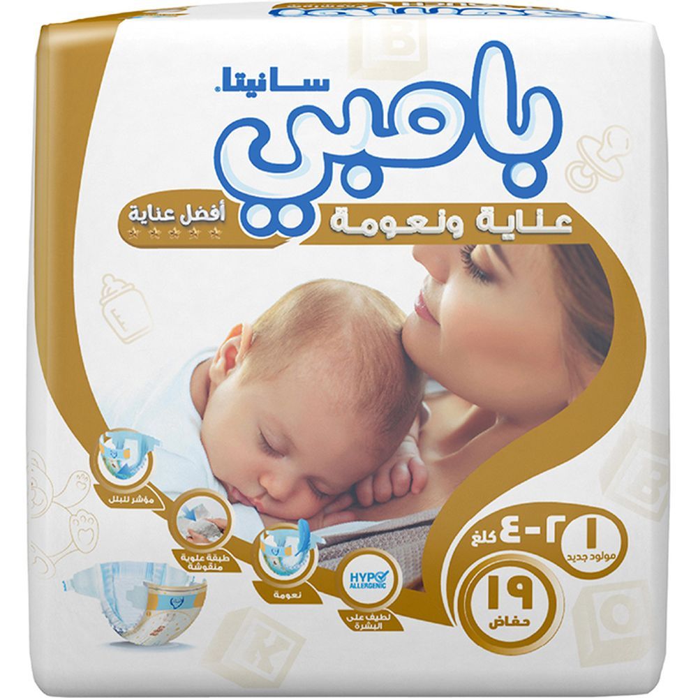 Sanita Bambi Baby Diapers Regular, New Born, 2-4KG,19Count