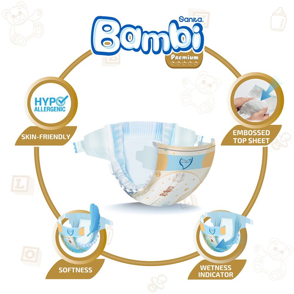 Sanita Bambi Baby Diapers Regular, Small, 3-6KG, 19Count