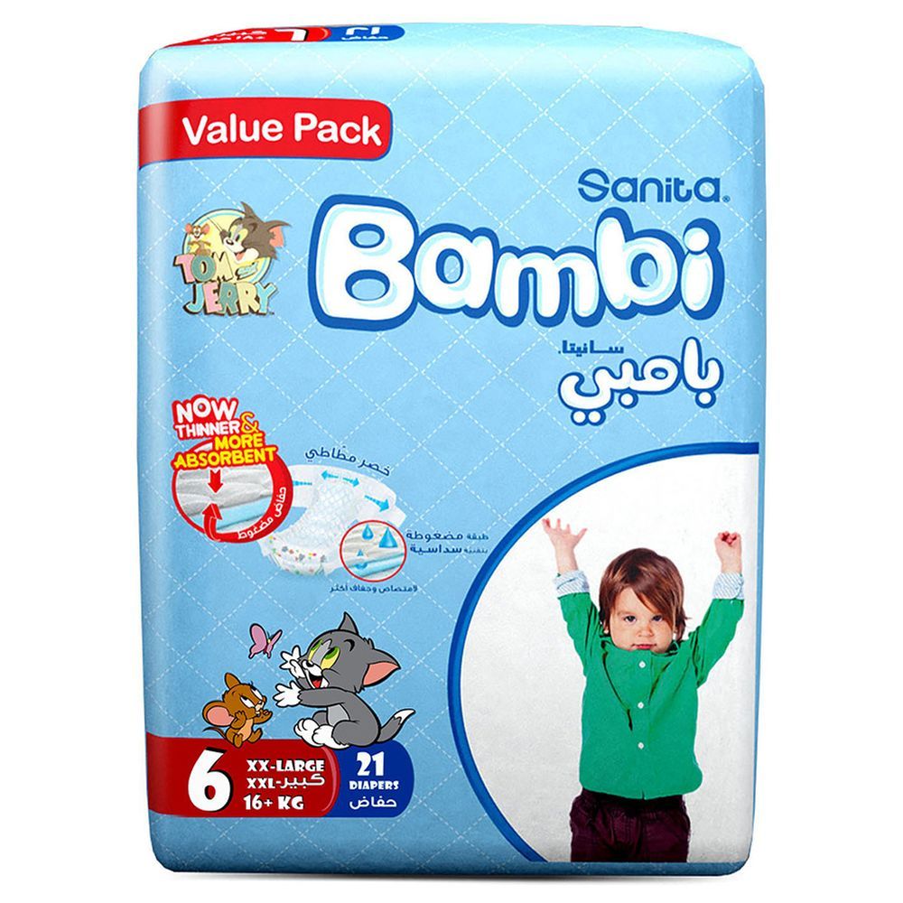 Sanita Bambi Baby Diapers Value,XX-Large,16+kg,21Count