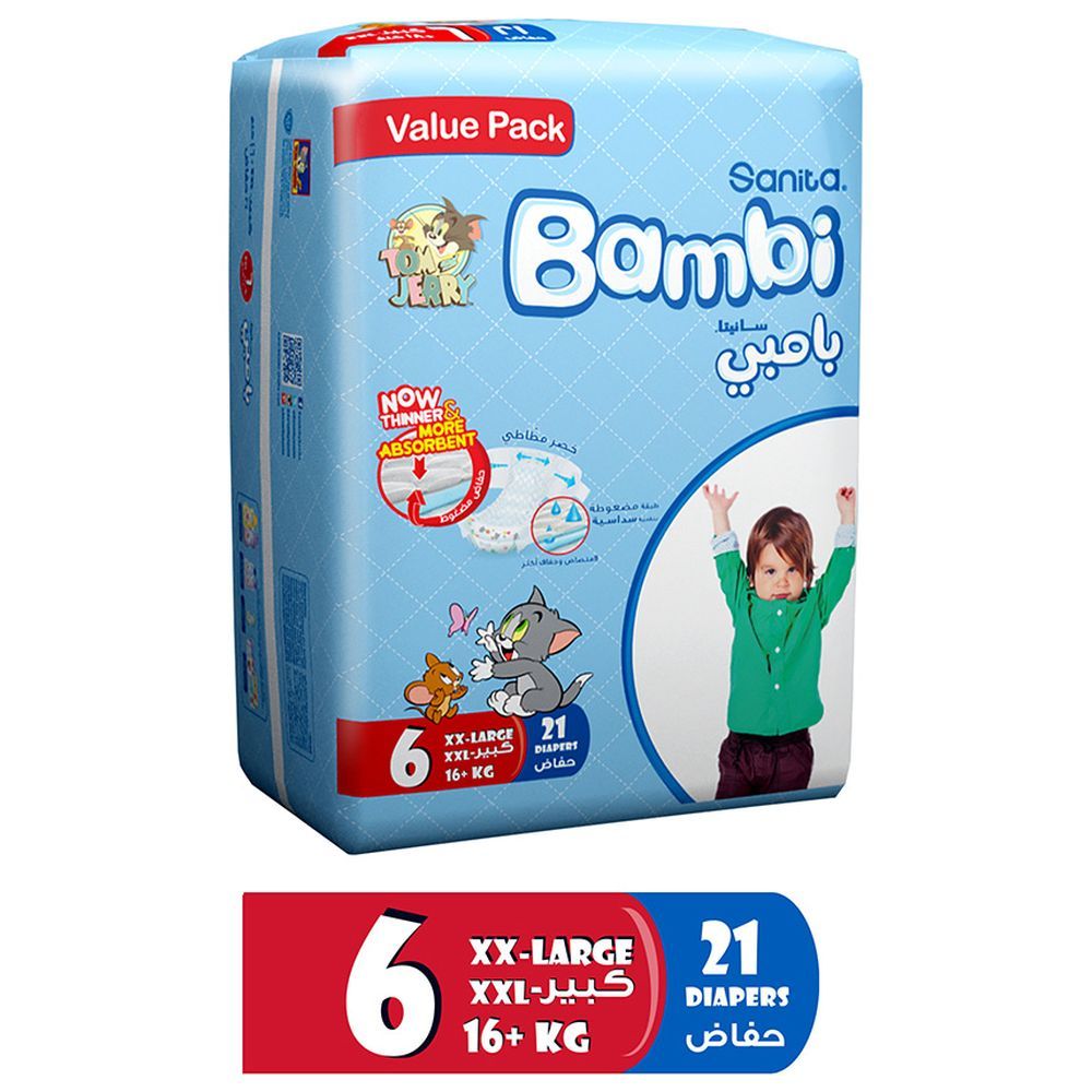 Sanita Bambi Baby Diapers Value,XX-Large,16+kg,21Count