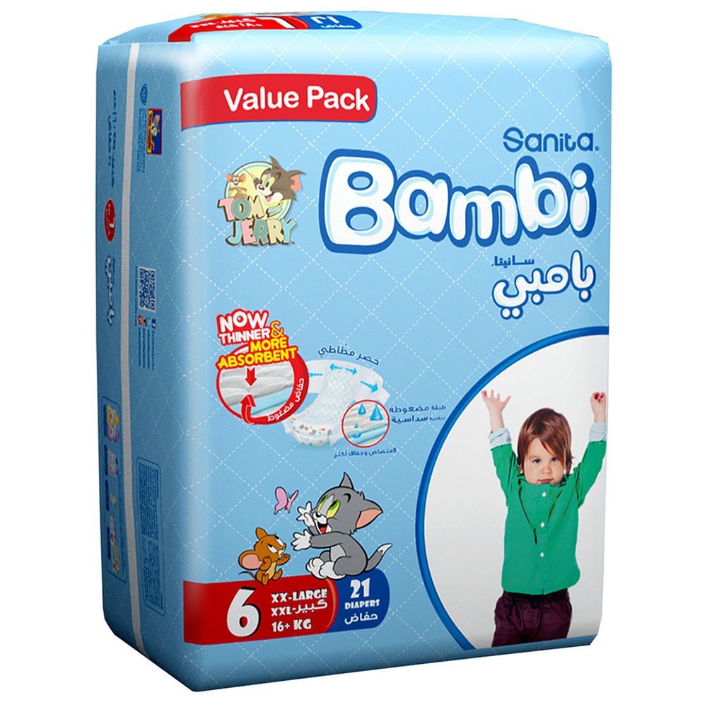 Sanita Bambi Baby Diapers Value,XX-Large,16+kg,21Count