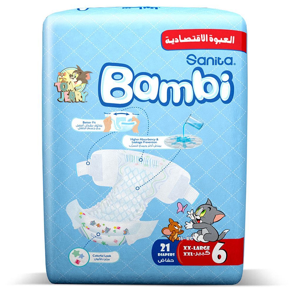 Sanita Bambi Baby Diapers Value,XX-Large,16+kg,21Count