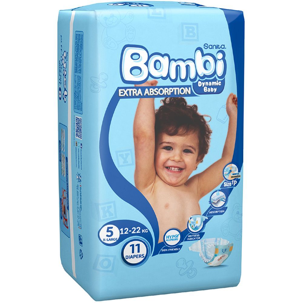 Sanita Bambi Baby Diapers Regular, X-Large, 13-25KG,11Count