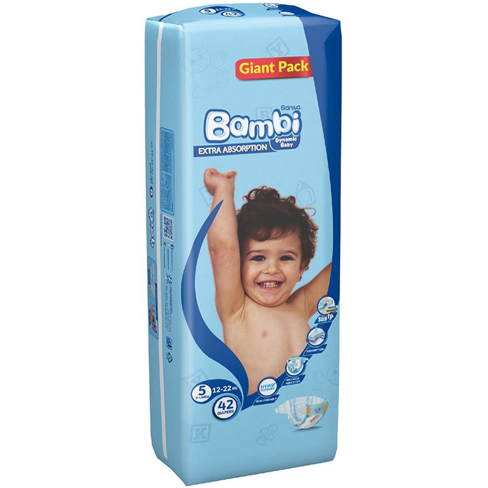 Sanita Bambi Baby Diapers Giant,X-Large,13-25KG,42Count