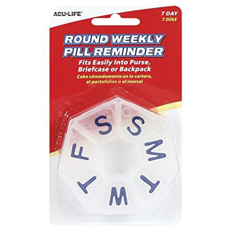 Acu Life - Round Weekly Pill Box - Assorted Color