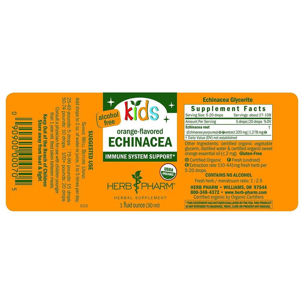 Herb Pharm - Kids Echinacea Orange Flavoured - 30ml