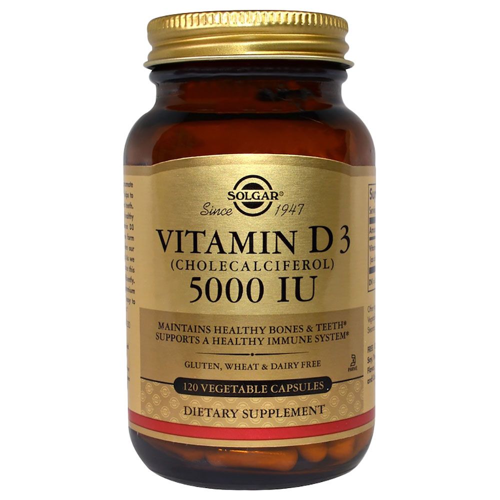 Solgar Vitamin D3 125mcg (5,000 IU) 120 Vegetable Capsules