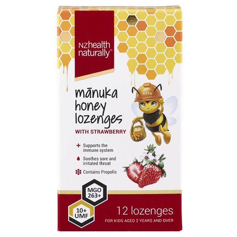 NZ Health - UMF 10+ Manuka Lozenges For Kids - Strawberry - 12s