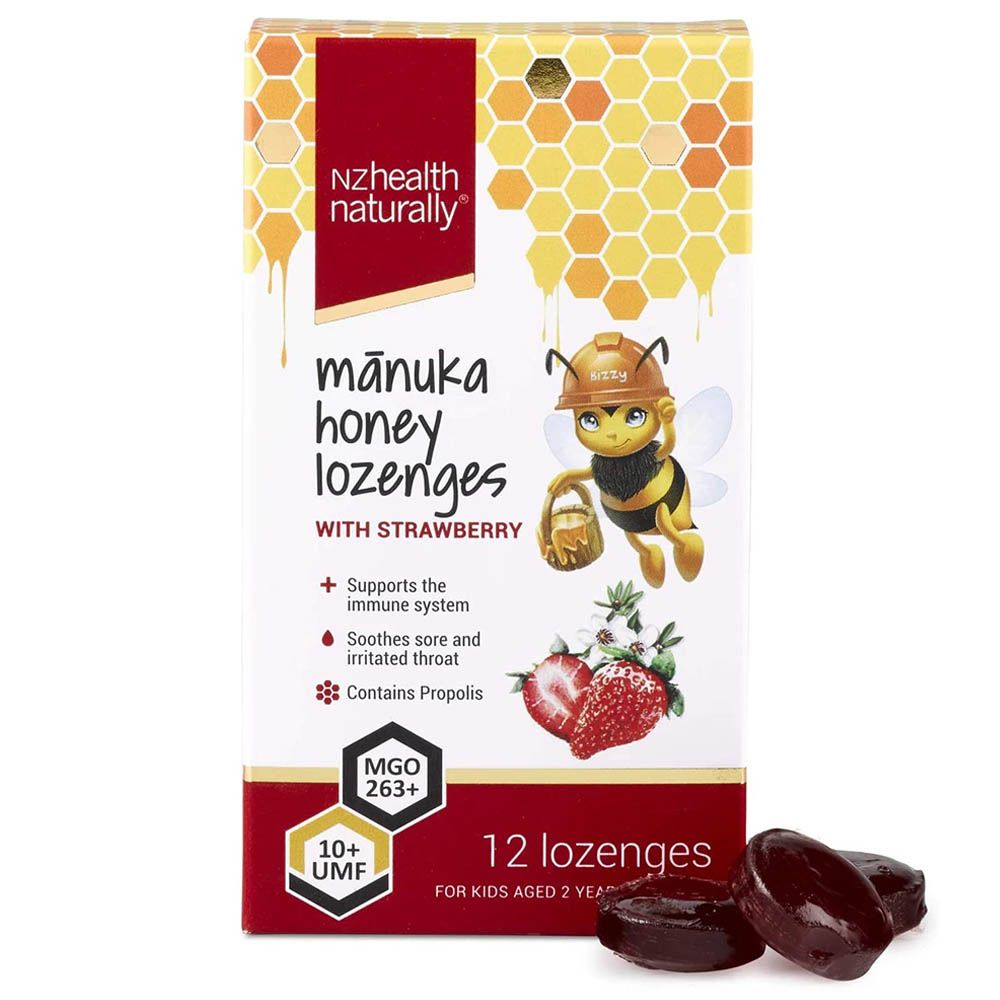 NZ Health - UMF 10+ Manuka Lozenges For Kids - Strawberry - 12s