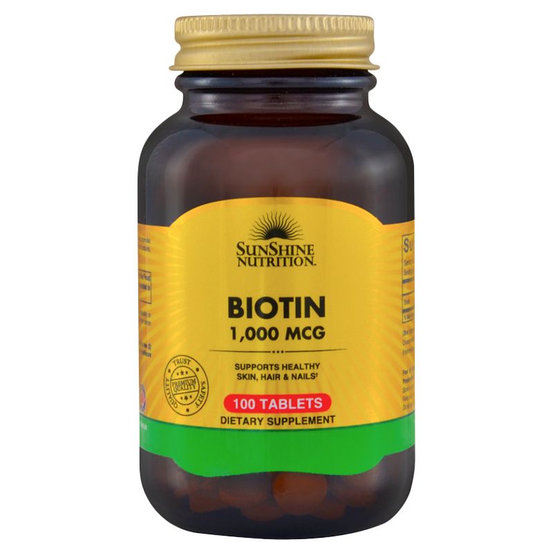 Sunshine Nutrition Biotin 1000 Mcg 100 Tabs