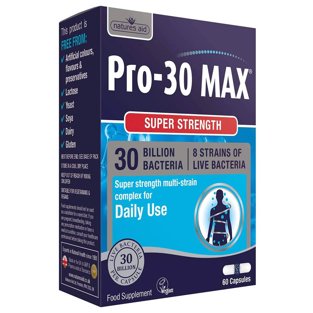 Natures Aid - Pro-30 Max 30 Billion Bacteria - 60 Capsules