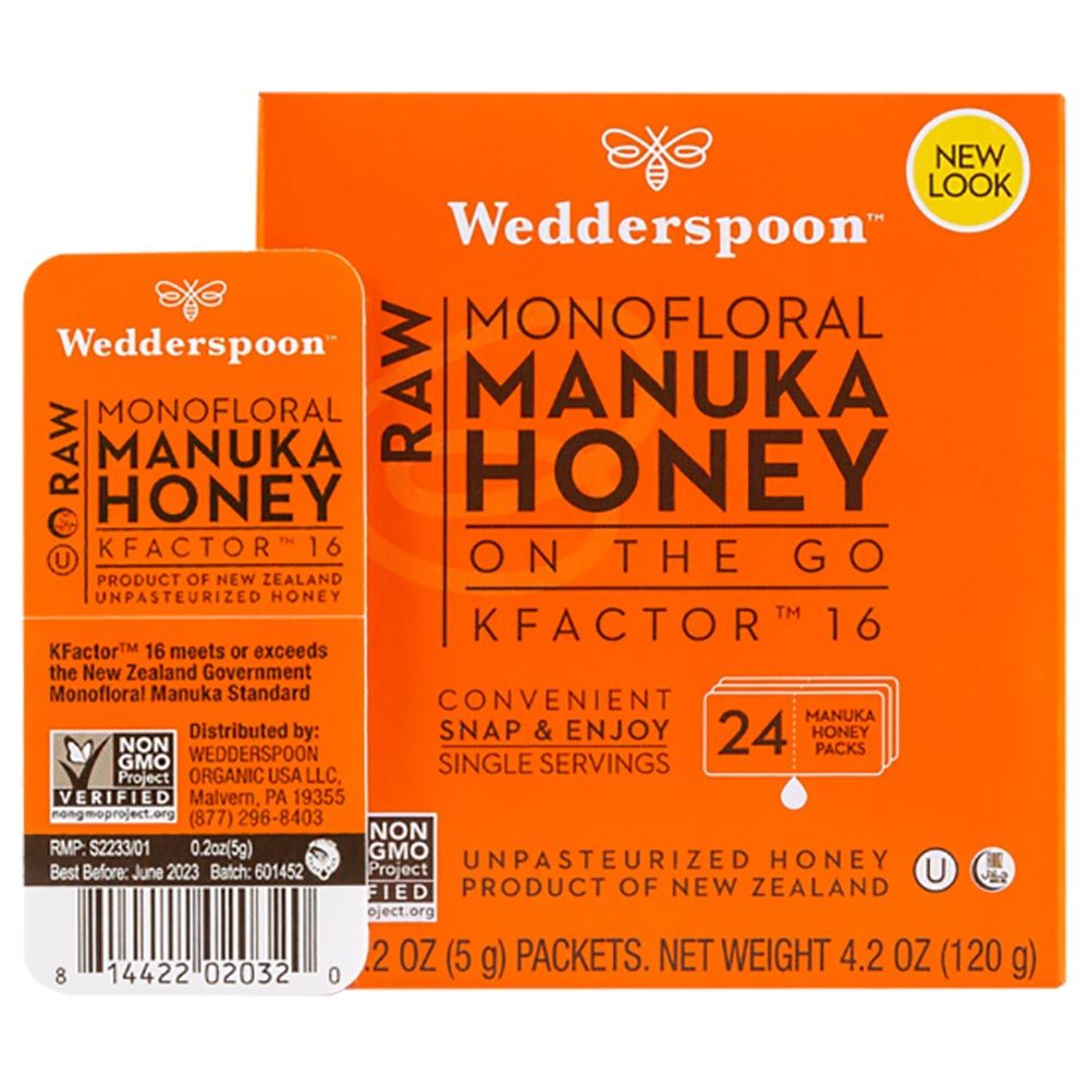 Wedderspoon - 24pcs Raw Monofloral Manuka Honey K factor 16