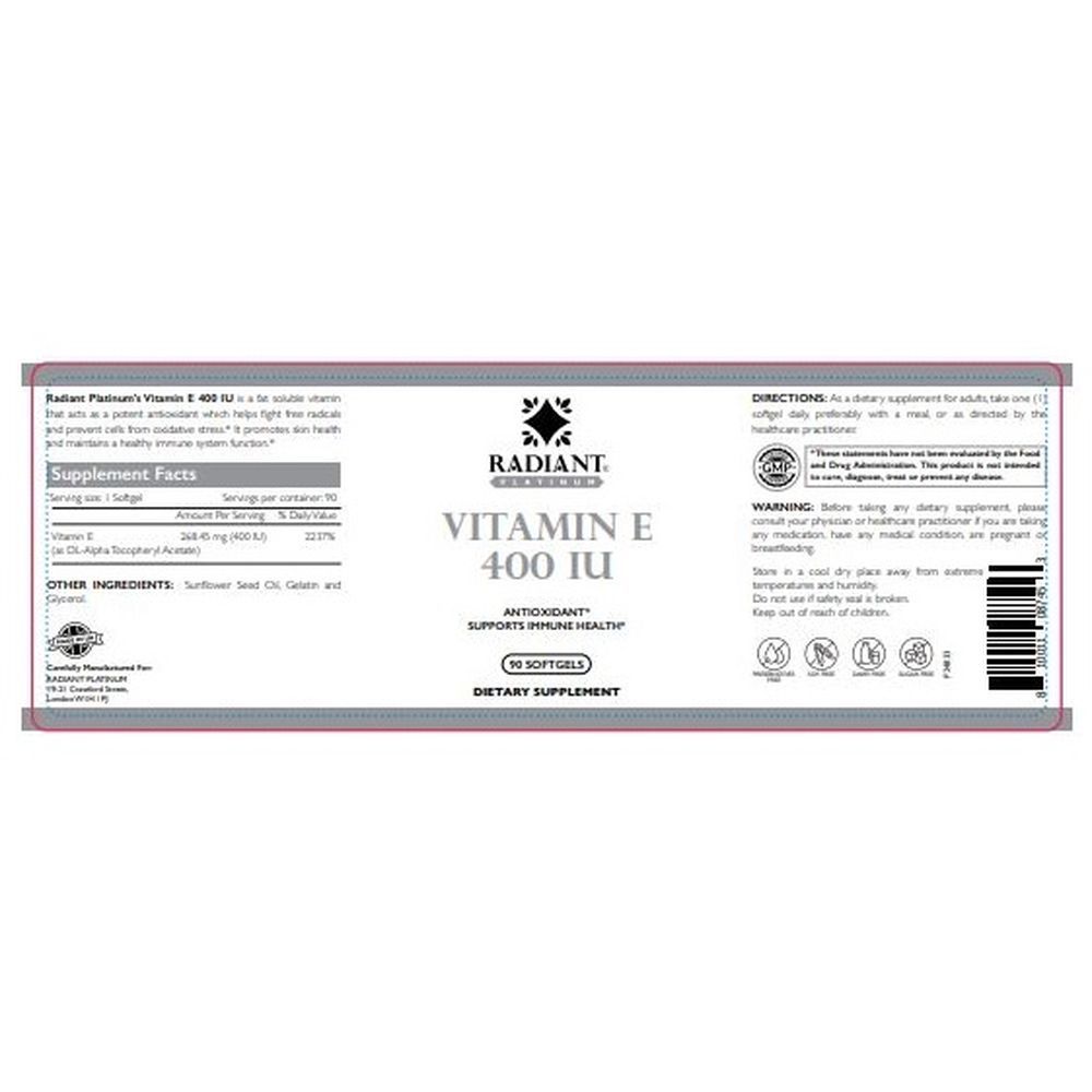 Radiant Platinum - Vitamin E 400 IU 90 Softgels