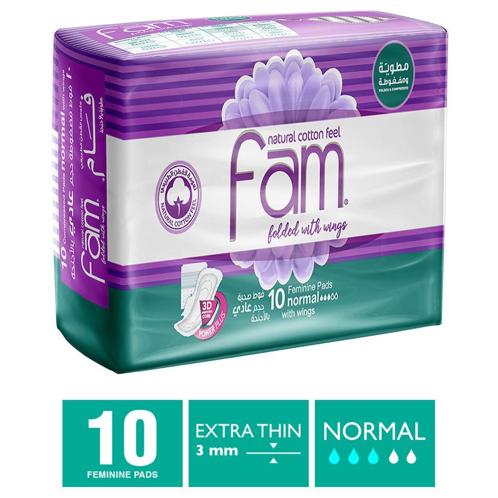 Fam Maxi Thick Folded With Wings Normal Sanitary Pads 10pcs