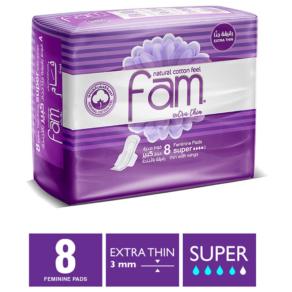 Fam - Sanitary Pads Extra Thin Super - 8 Pads