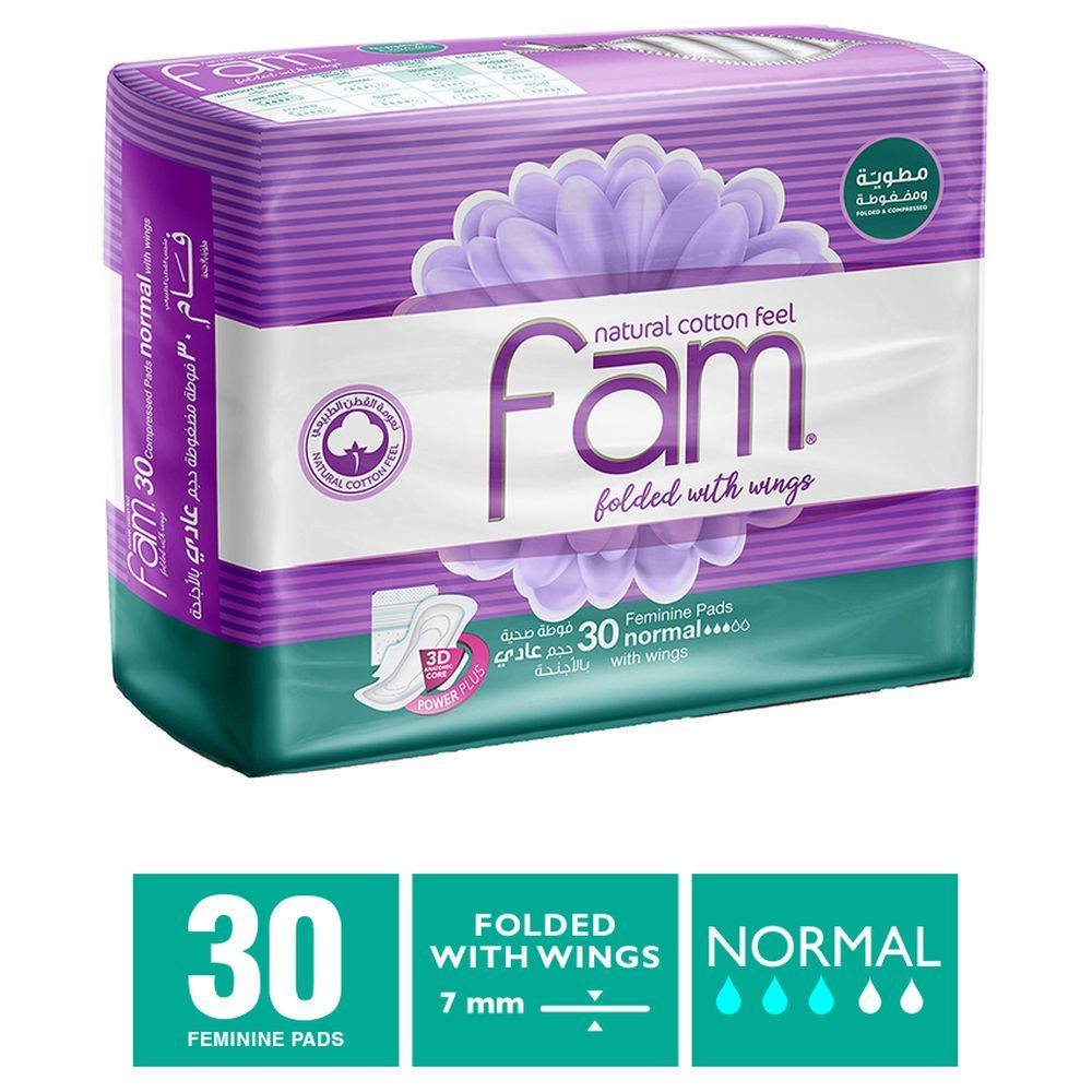 Fam Maxi Thick Folded With Wings Normal Sanitary Pads 30pcs