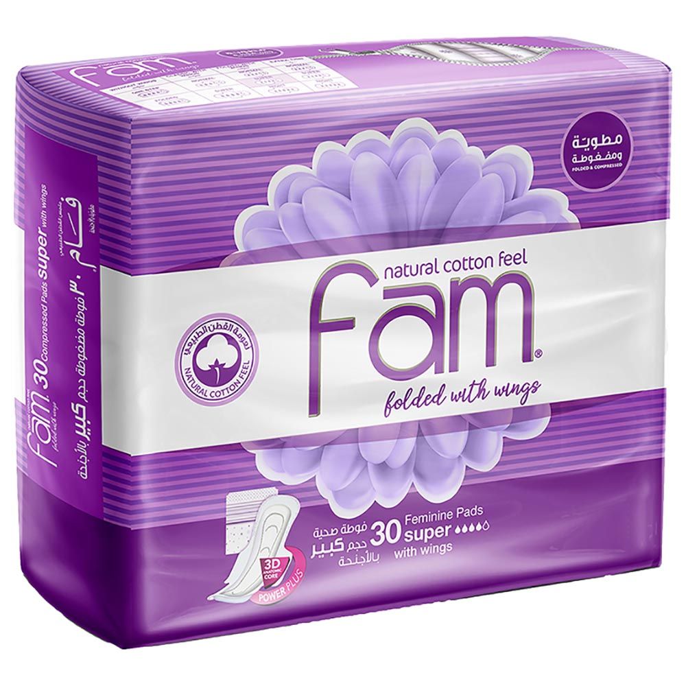 Fam - Maxi Thick Folded w/ Wings Super Sanitary Pads 30 Pads