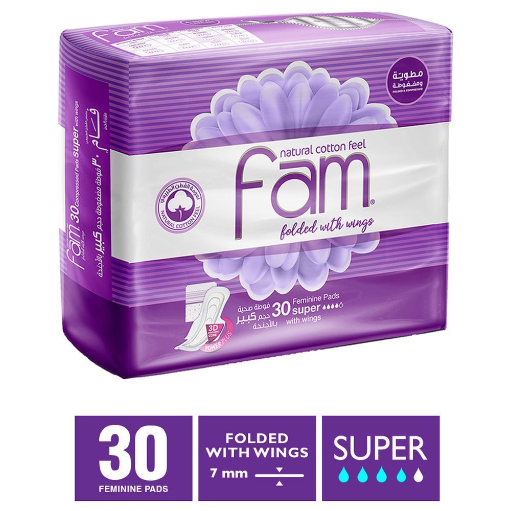 Fam - Maxi Thick Folded w/ Wings Super Sanitary Pads 30 Pads