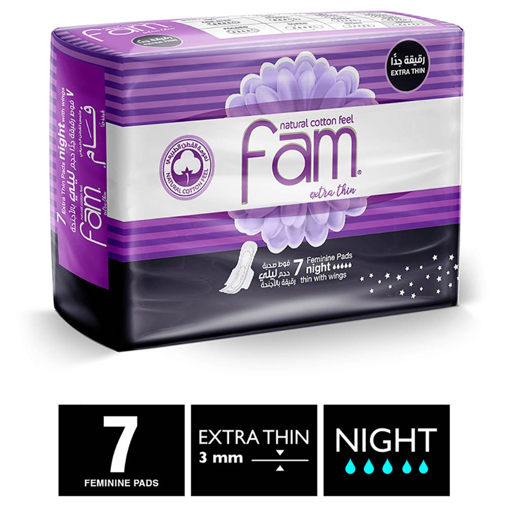 Fam - Sanitary Pads Extra Thin Night - 7 Pads