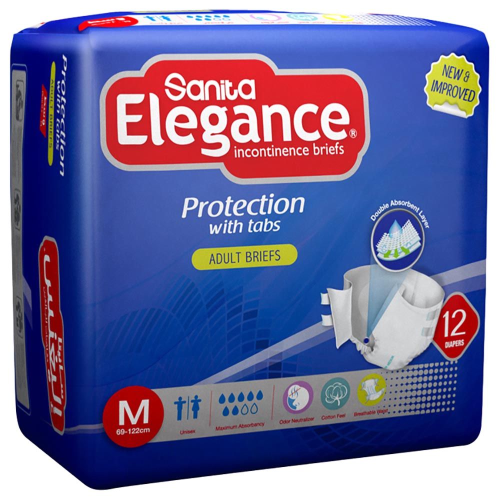 Sanita Elegance Adult Diapers Medium Waist 65-122cm 12pcs