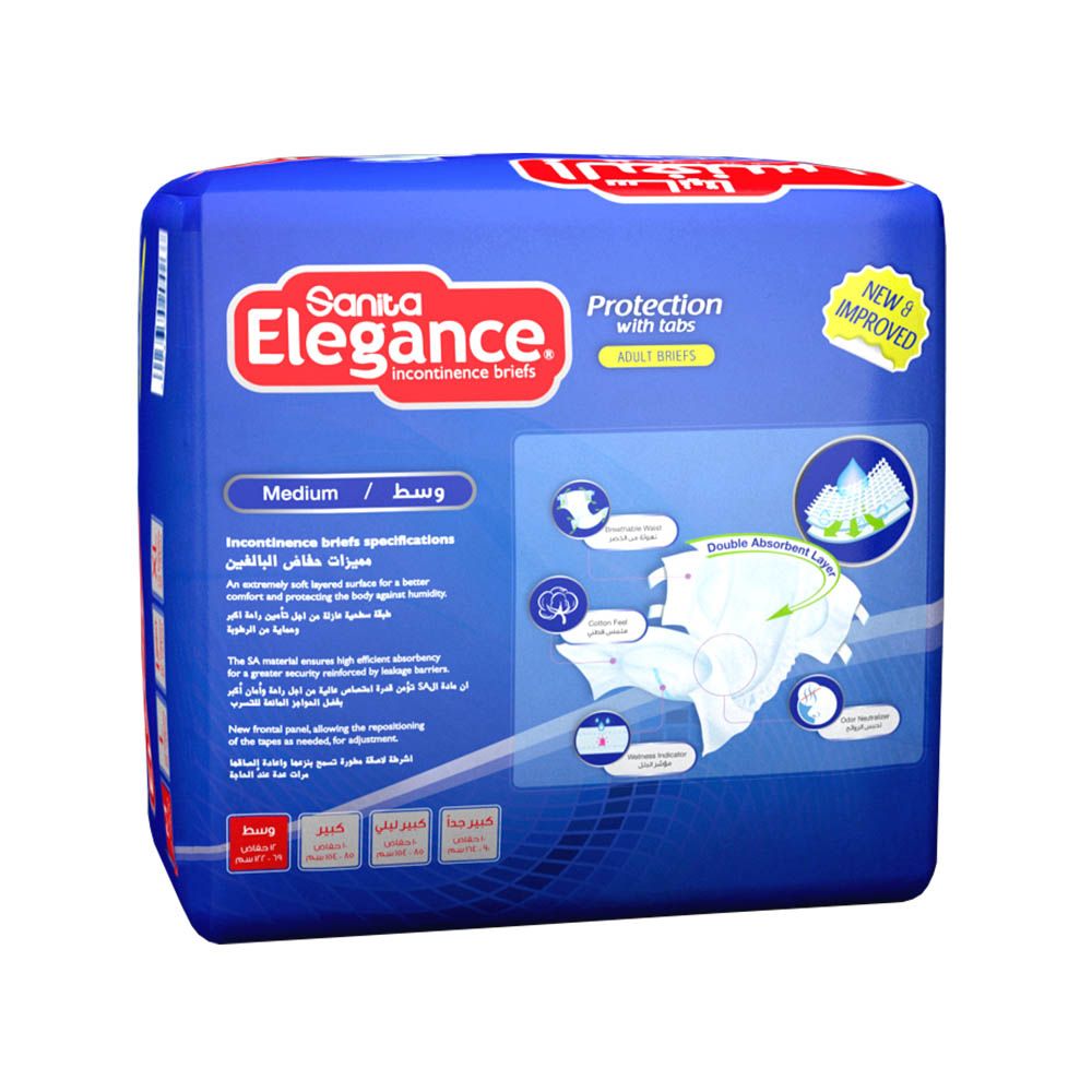 Sanita Elegance Adult Diapers Medium Waist 65-122cm 12pcs