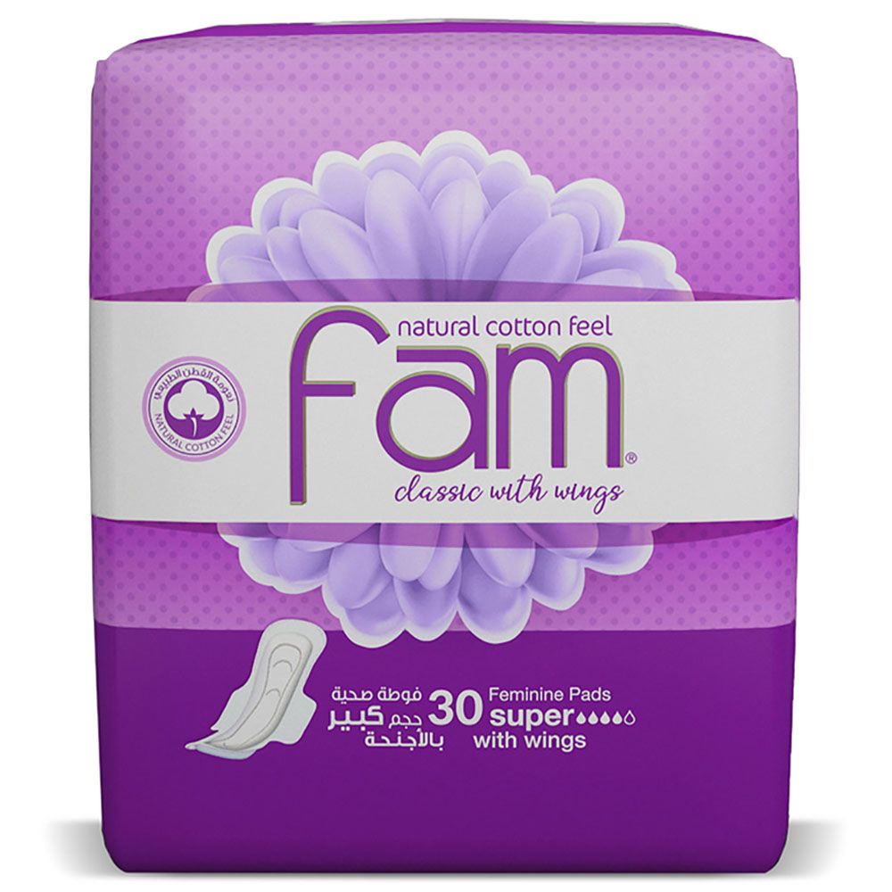 Fam - Sanitary Pads Maxi Classic With Wings Super - 30 Pads