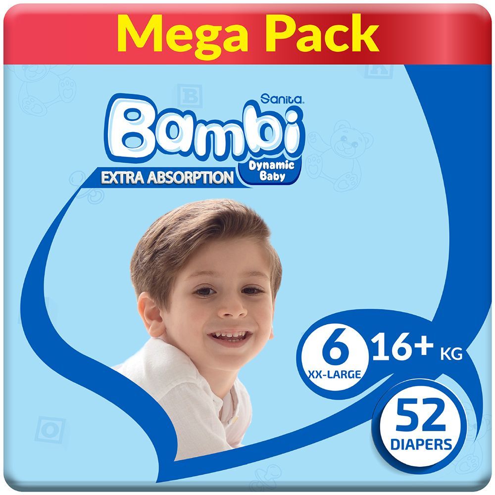 Sanita Bambi - Baby Diapers Mega Pack - Size 6 - XX Large - 16 Kg - 52 Pcs