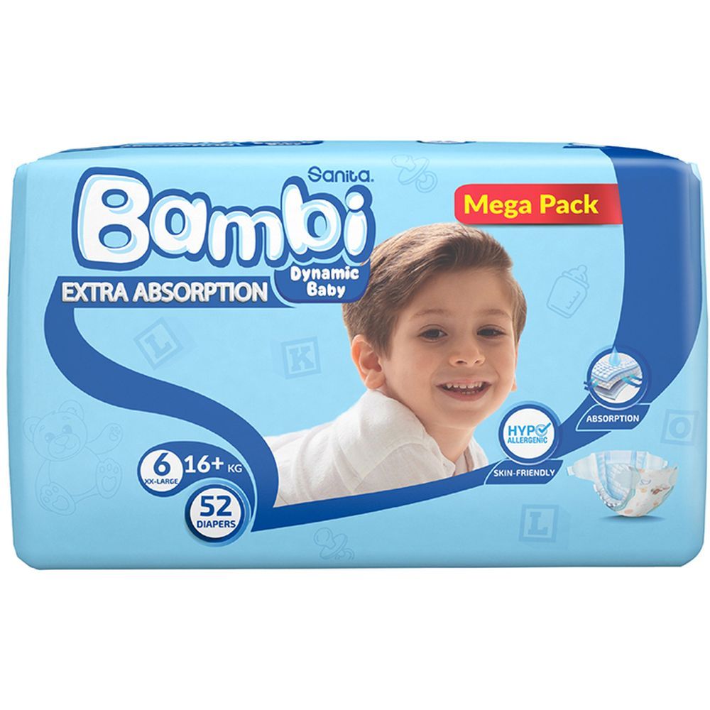 Sanita Bambi - Baby Diapers Mega Pack - Size 6 - XX Large - 16 Kg - 52 Pcs