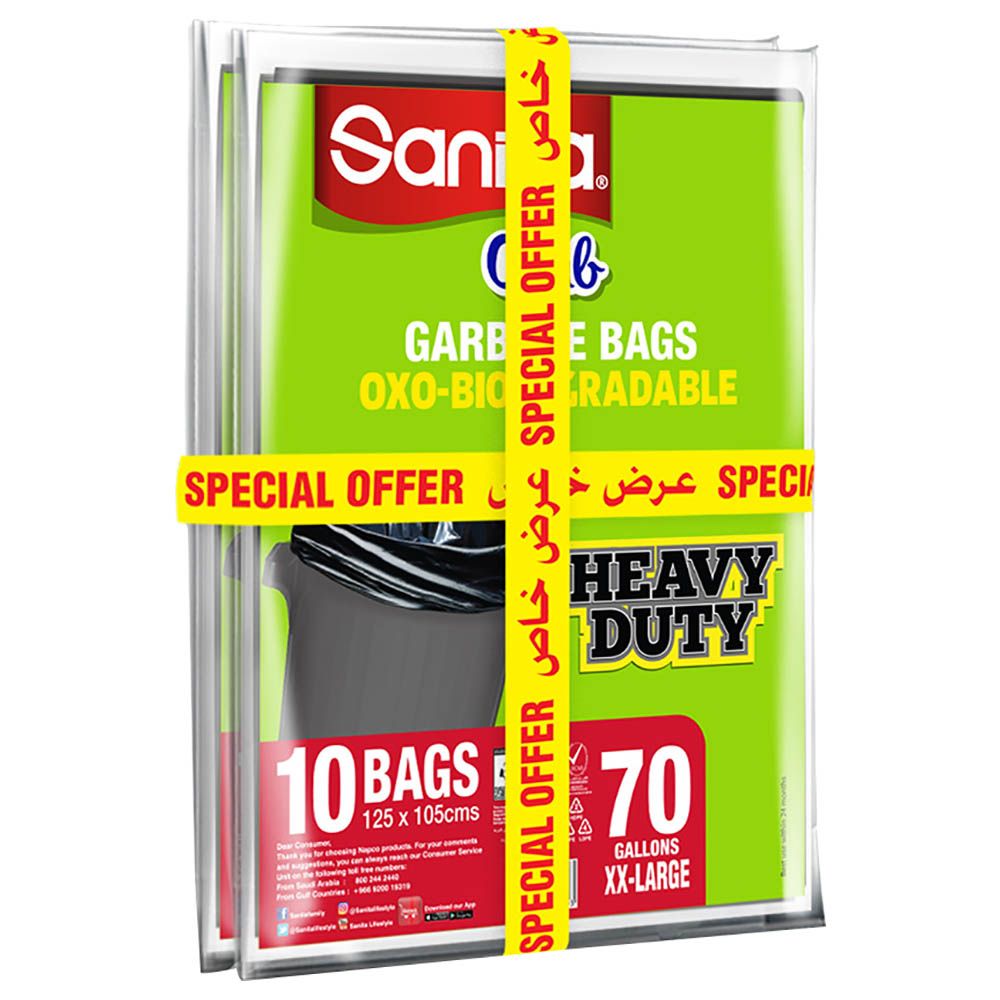 Sanita - Garbage Bags Biodegradable - 70 Gallons - 10 Bags X5