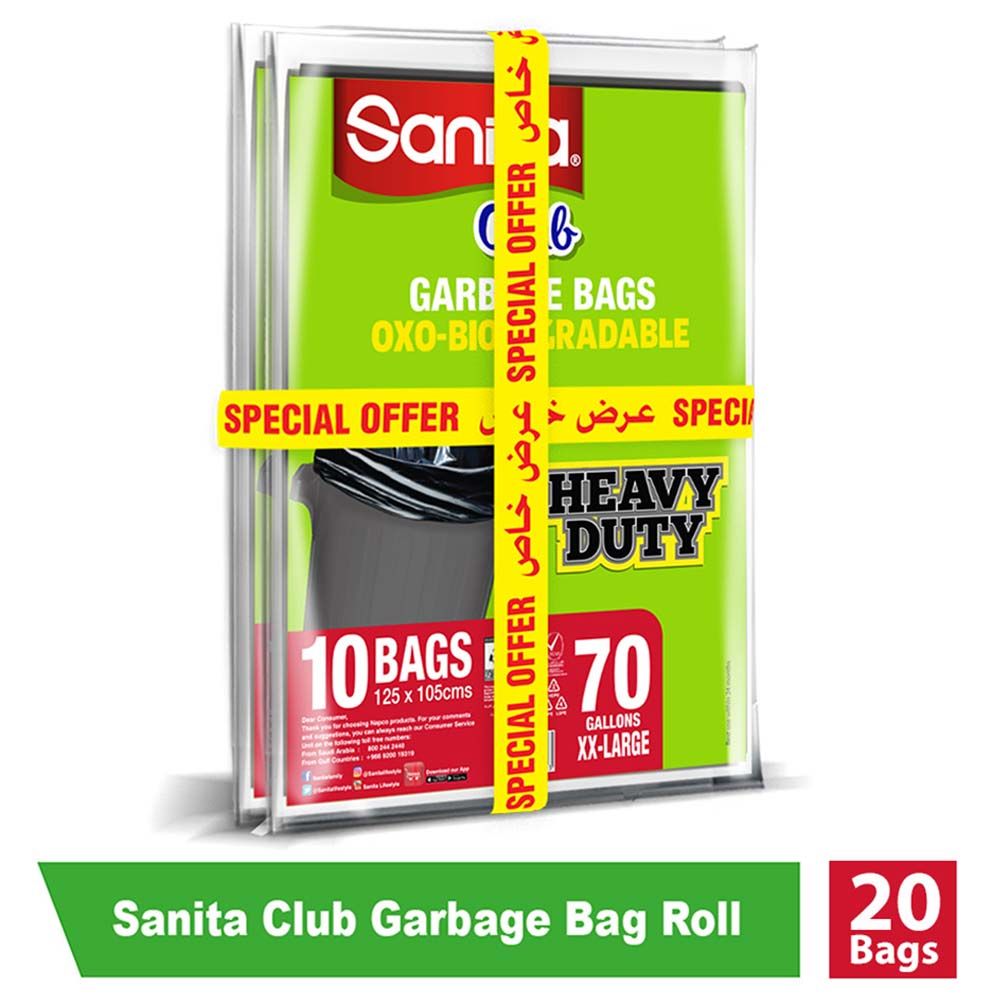 Sanita - Garbage Bags Biodegradable - 70 Gallons - 10 Bags X5