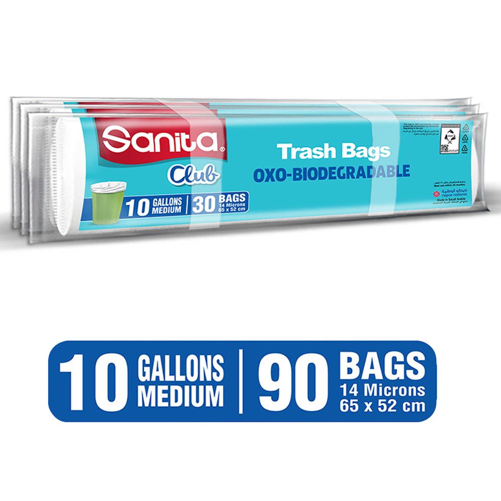 Sanita - Trash Bags Biodegradable - 10 Gallons - 90 Bags