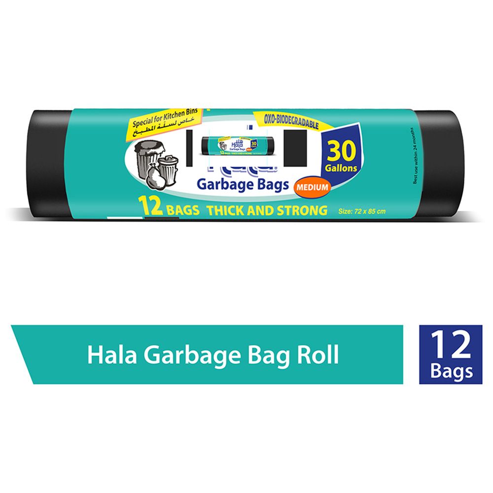 Hala - Garbage Bags Biodegradable - 30 Gallons - 12 Bags