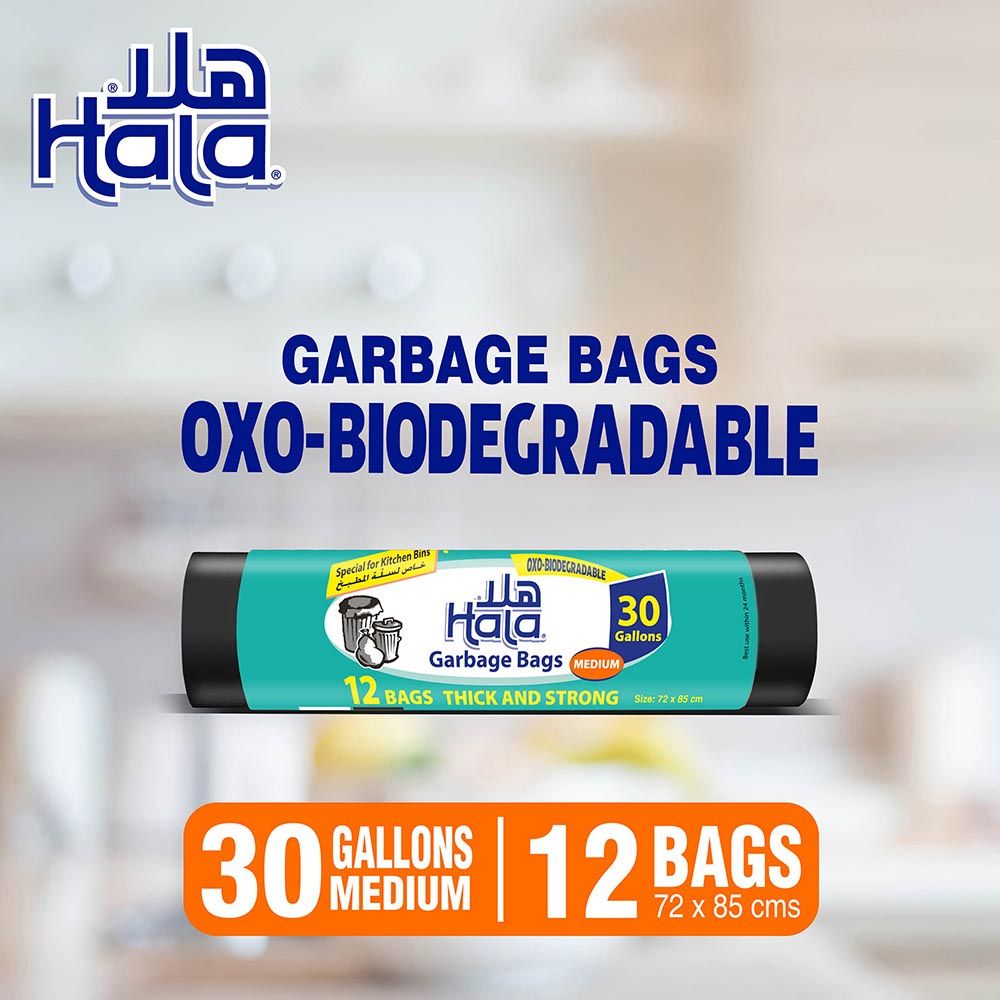 Hala - Garbage Bags Biodegradable - 30 Gallons - 12 Bags