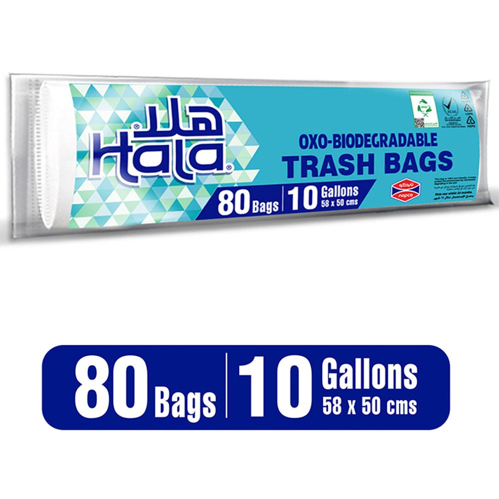 Hala - Trash Bags Biodegradable - 10 Gallons - 80 Bags