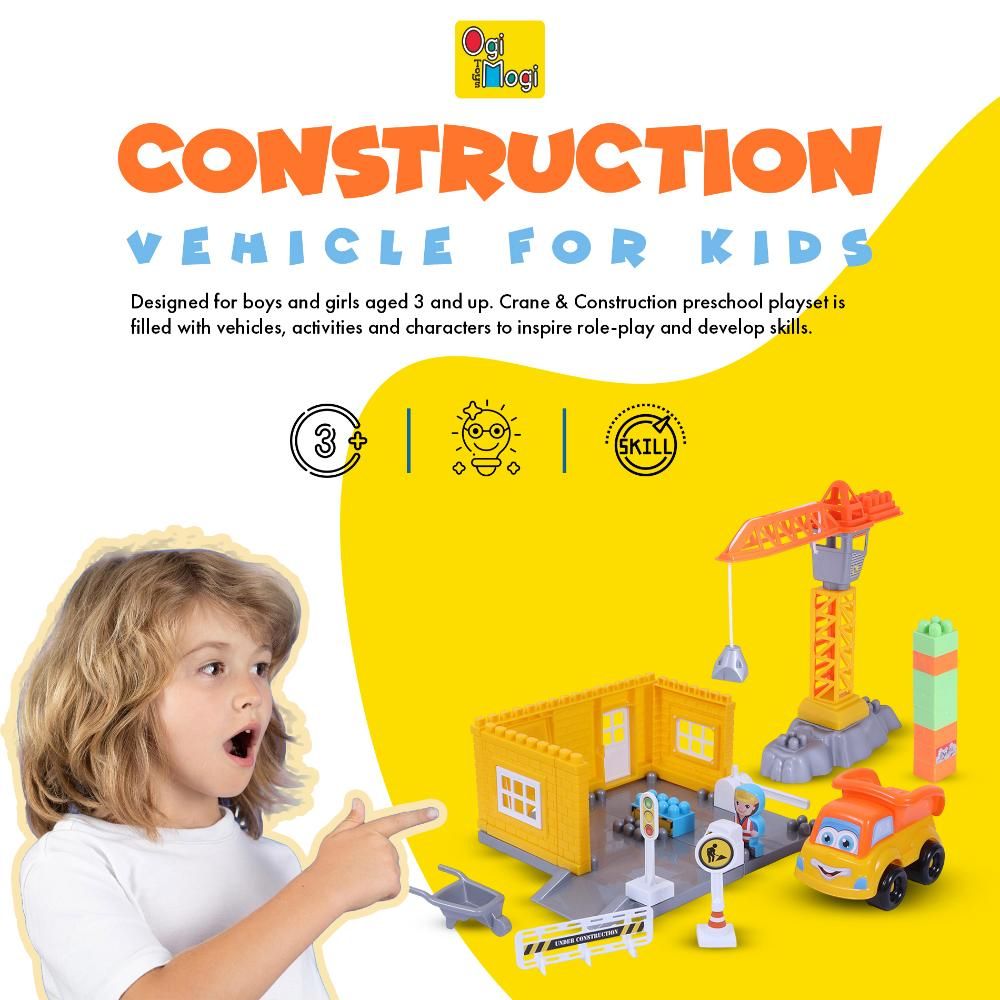 Ogi Mogi - Construction Blocks & Crane 44pcs