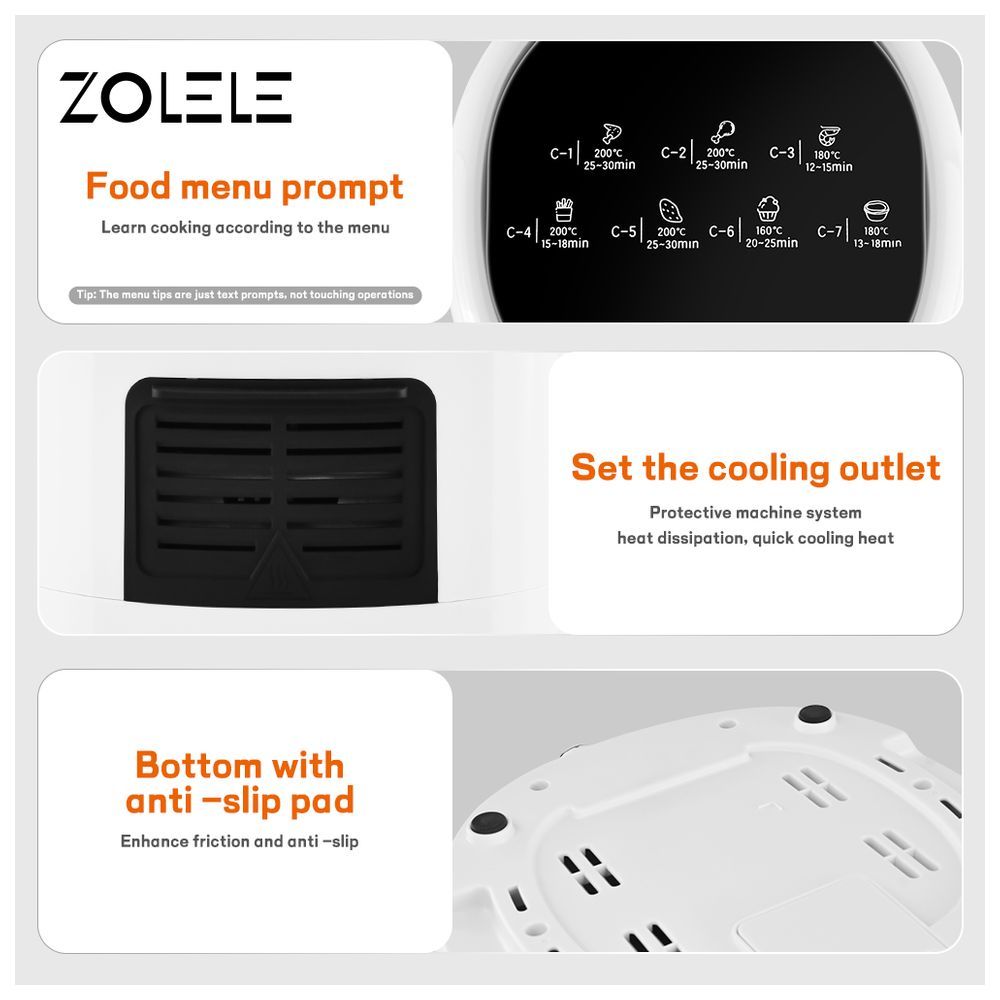 Zolele - ZA004 Electric Air Fryer - 4.5L - 1400W - White