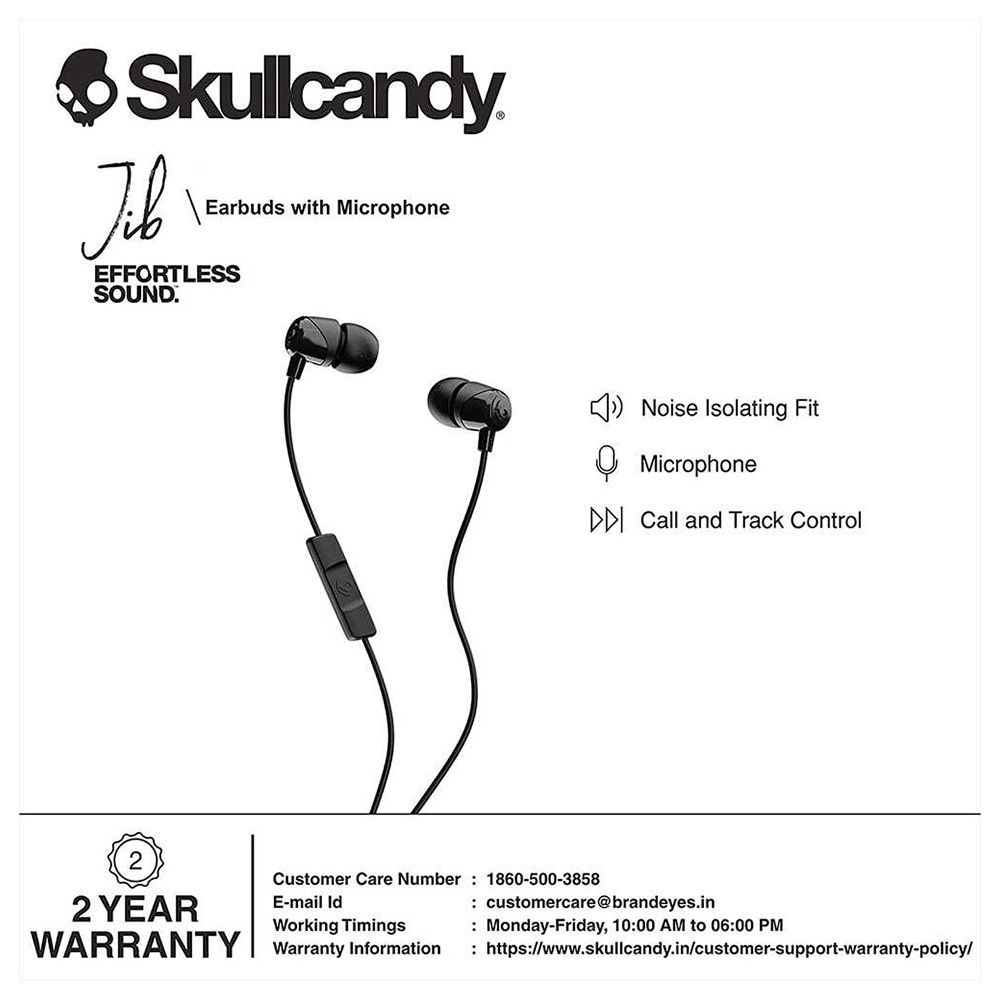 Skullcandy - Jib In-Ear Headphones With Mic - Black/Black 