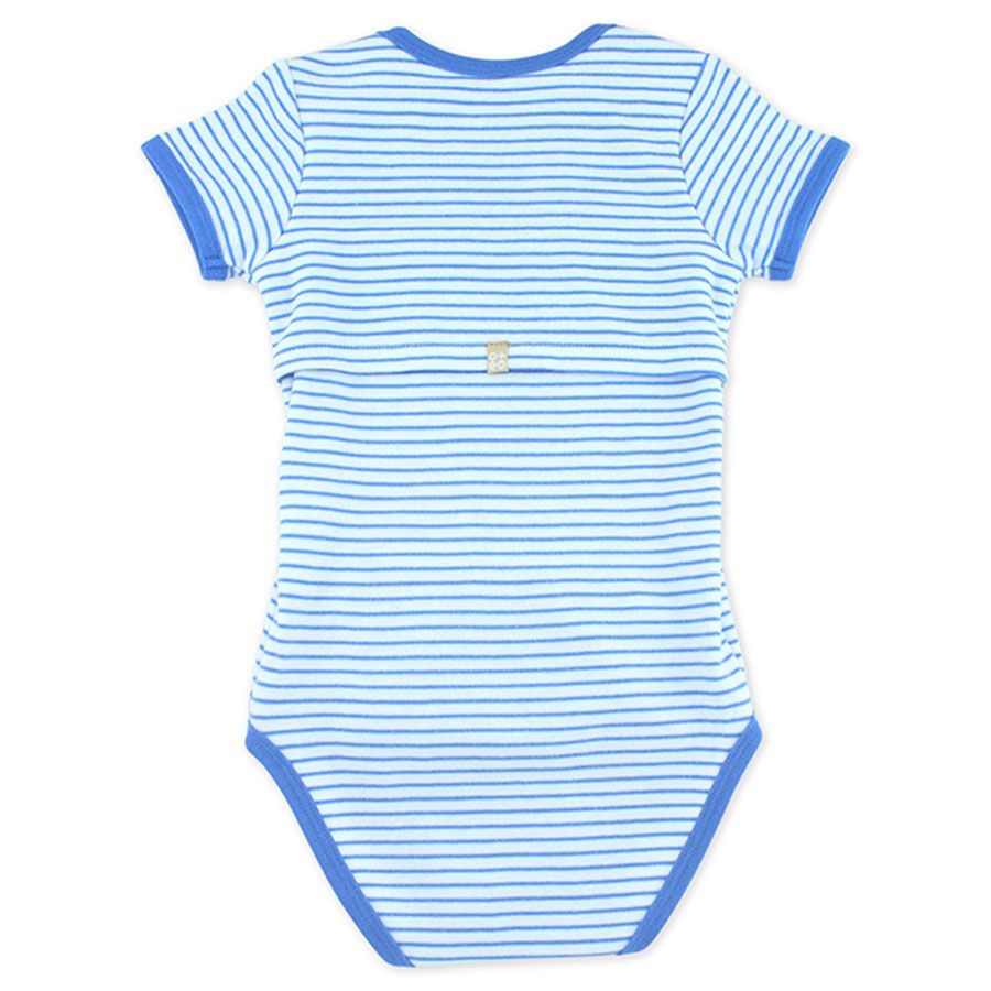 Oeteo - Easyeo Candy Stripe Short Sleeve Romper - Blue