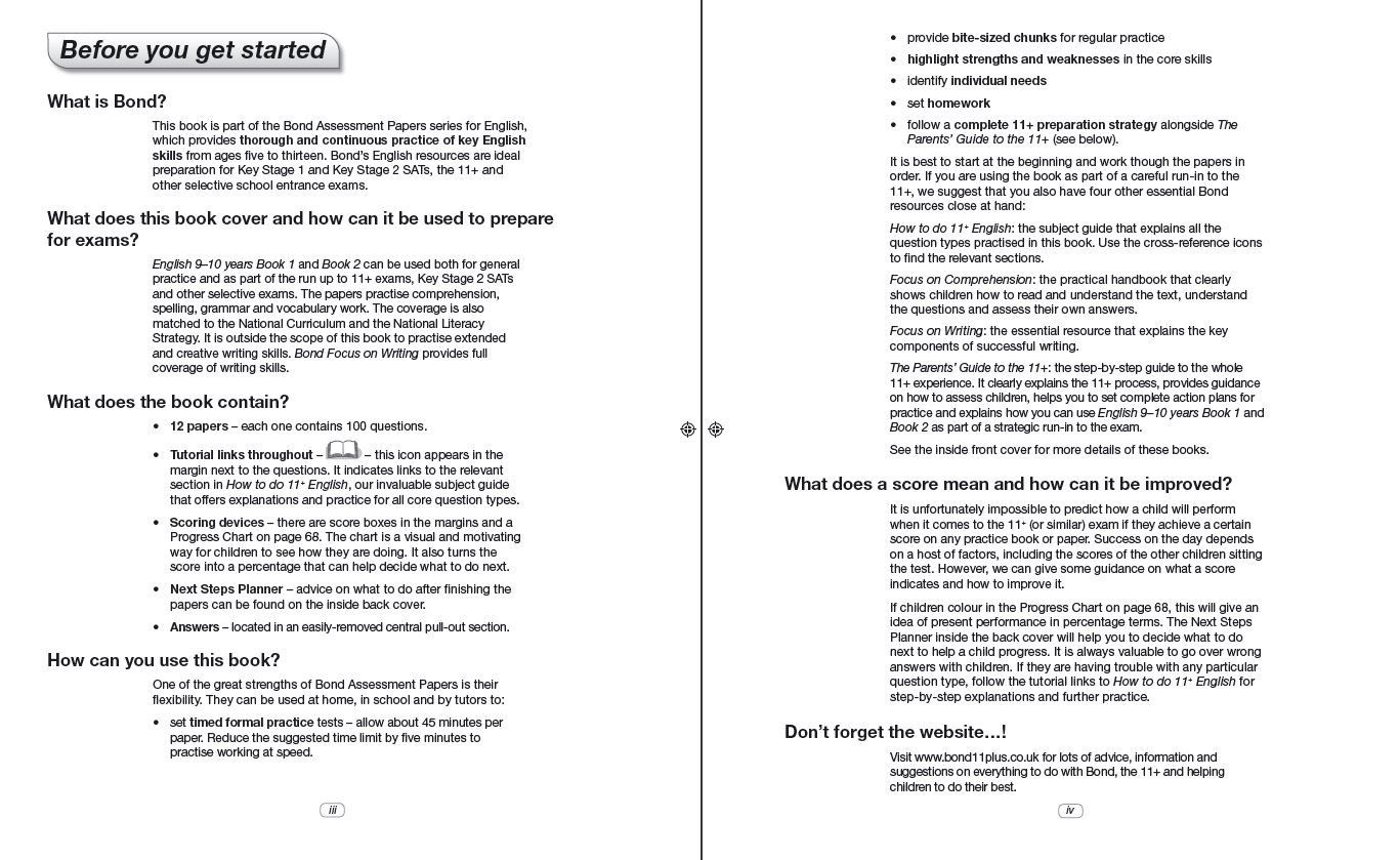 Bond 11+ Assessment Papers English 9-10 Years, Book 2