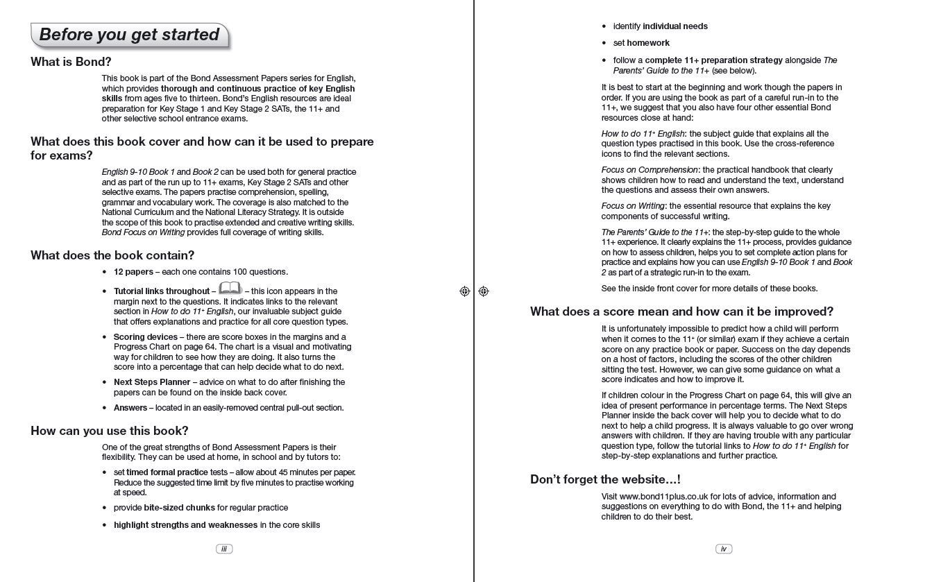 Bond 11+ Assessment Papers English 9-10 Years, Book 1